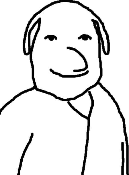 An image of Joe Pork, drawn by tracing over the John Pork meme.